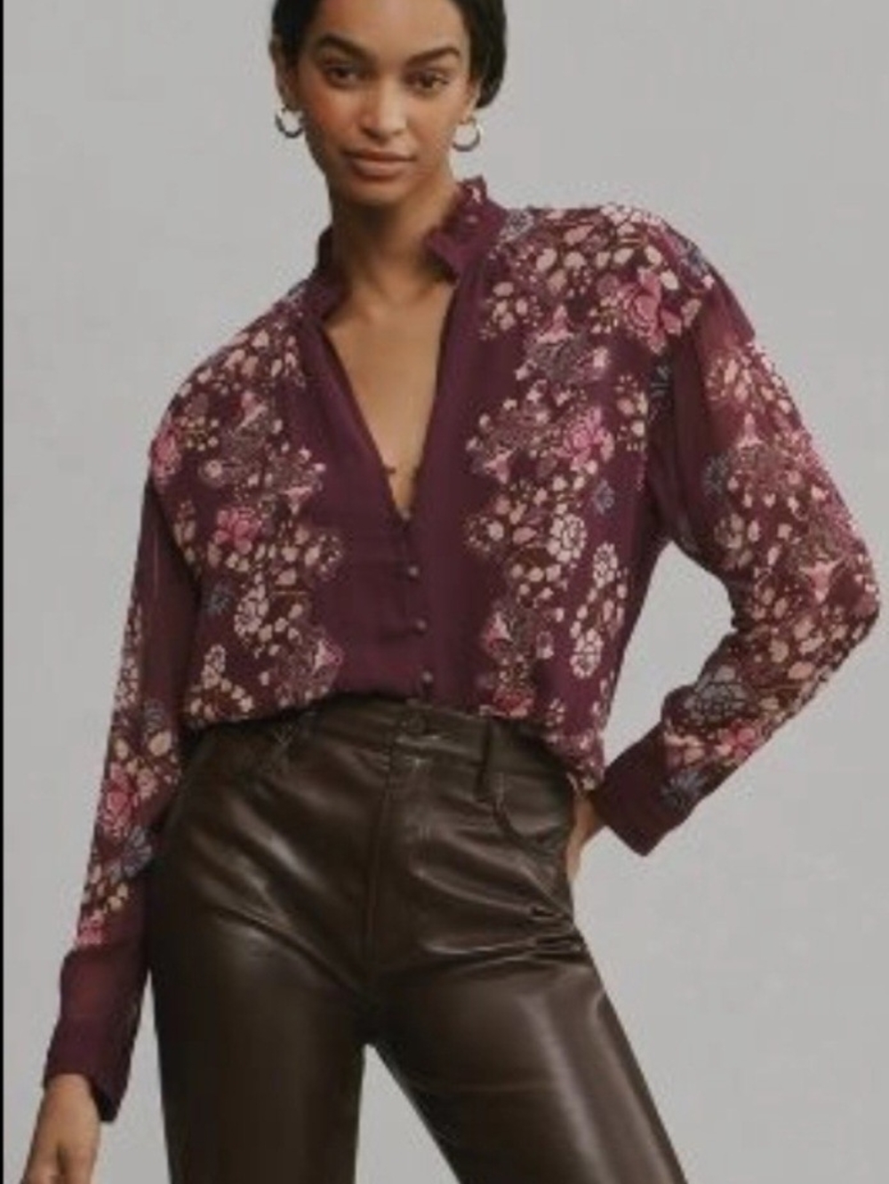 Pilcro Tavi Buttondown Blouse Floral size M